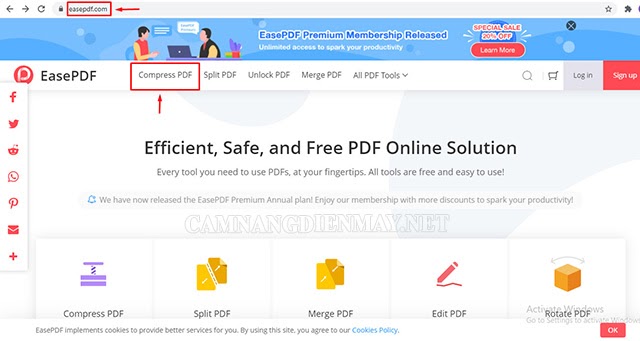 Cách chuyển đổi trực tuyến bằng Ease PDF Online 
