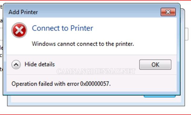 Lỗi không nhận máy in là lỗi excel thường gặp