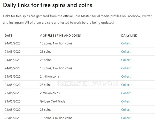 Nhấn vào link nhân spin coin master trên Levvvel.com