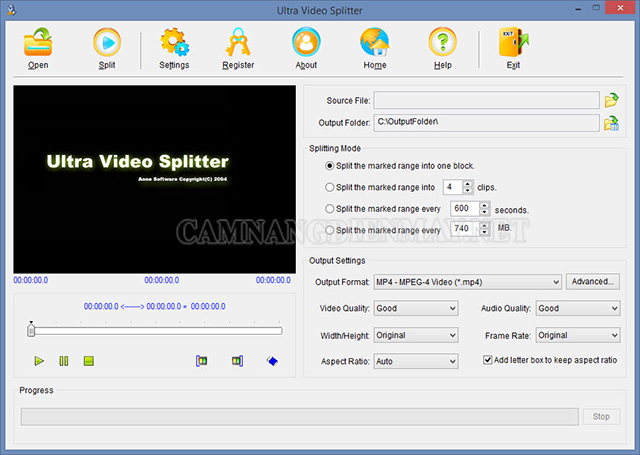 Phần mềm edit video Ultra Video Splitter
