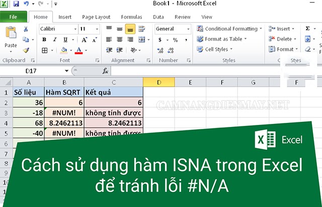 Hàm ISNA dành riêng để sửa lỗi #N/A trong Excel