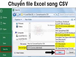 Chuyển đổi file Excel sang Csv sẽ giúp ích rất nhiều 